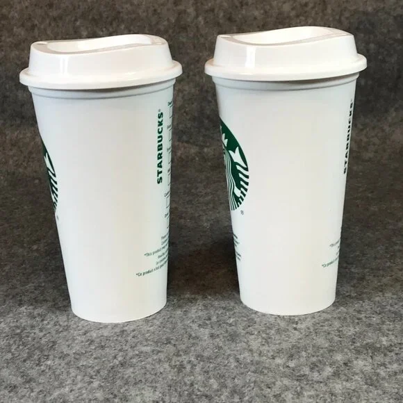 STARBUCKS Reusable Grande 16 OZ Plastic White Coffee Tea Hot Cups Mugs - Picture 5 of 10